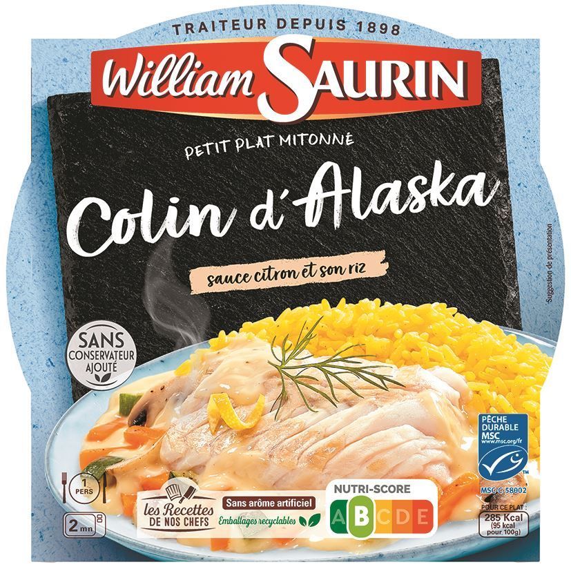 Colin d'Alaska sauce citron et riz safrané - WILLIAM SAURIN - Carton de 8 barquettes