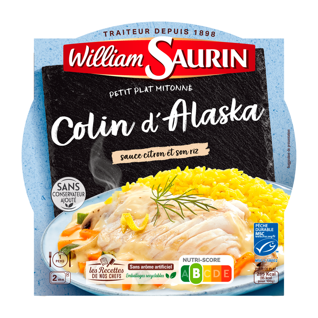 Colin d'Alaska sauce citron et riz safrané - WILLIAM SAURIN - Carton de 8 barquettes