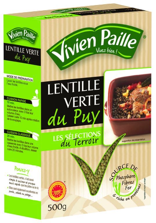 Lentilles vertes du Puy AOP - VIVIEN PAILLE - Sachet de 500 g