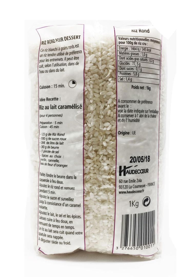 Riz rond - RIZ DU MONDE - Sachet de 1 kg