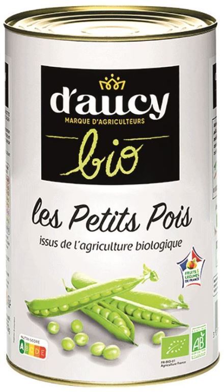 Petits pois au naturel Bio - D'AUCY - Boite 5/1