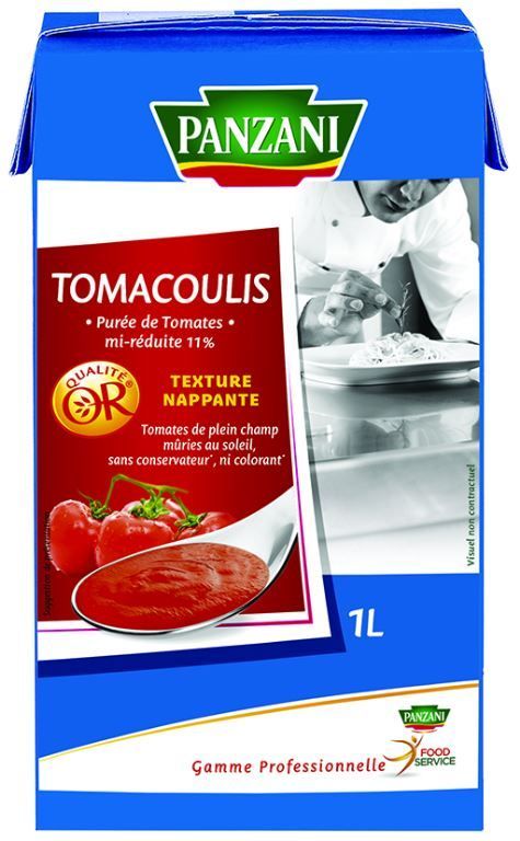 Purée de tomates mi-réduite 11% Tomacoulis - PANZANI SOLUTIONS - Brique de 1 L