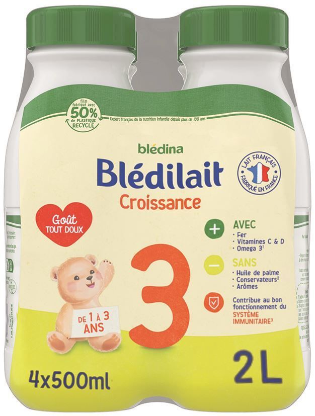 Lait de croissance liquide dès 10 mois - BLEDILAIT - Carton de 4 bouteilles