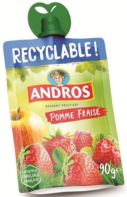 Compote de pommes et fraises - ANDROS - Carton de 24 gourdes