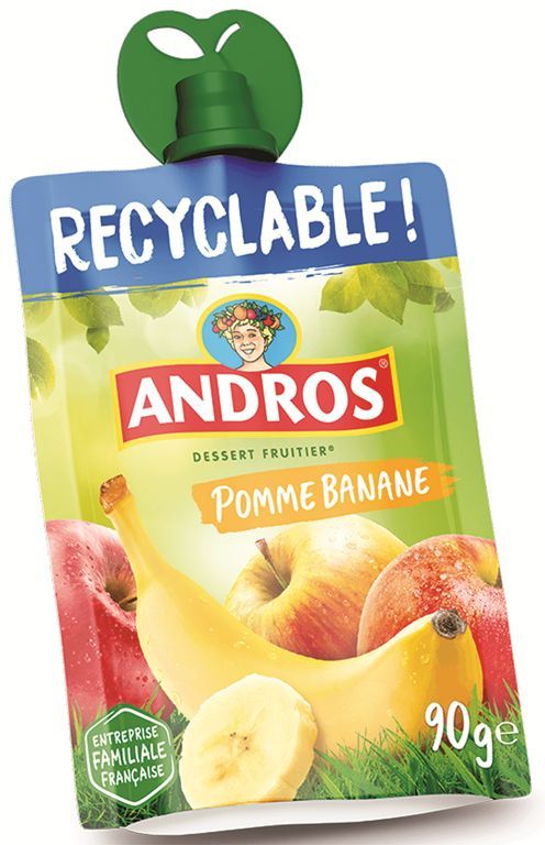 Compote de pommes et bananes - ANDROS - Carton de 24 gourdes