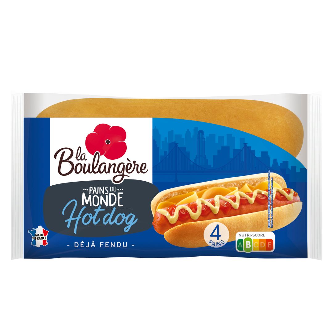 Pains hot-dog fendus - LA BOULANGERE - Carton de 32 sachets