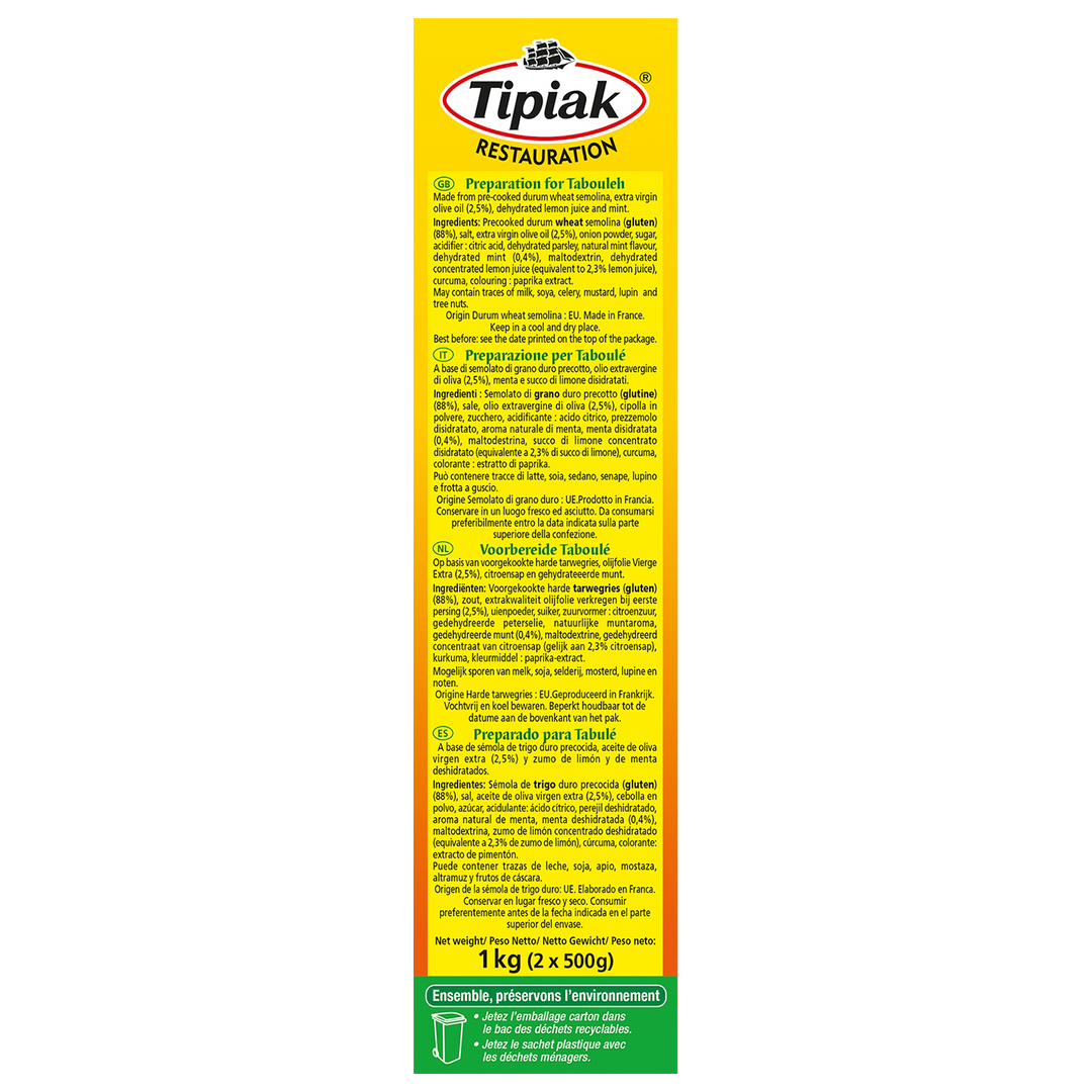 Préparation pour taboulé menthe-citron - TIPIAK® RESTAURATION - Boite de 1 kg