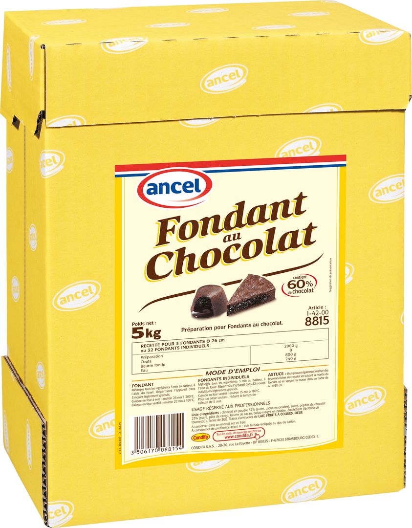 Préparation pour brownies et fondant chocolat - ANCEL - Carton de 5 kg