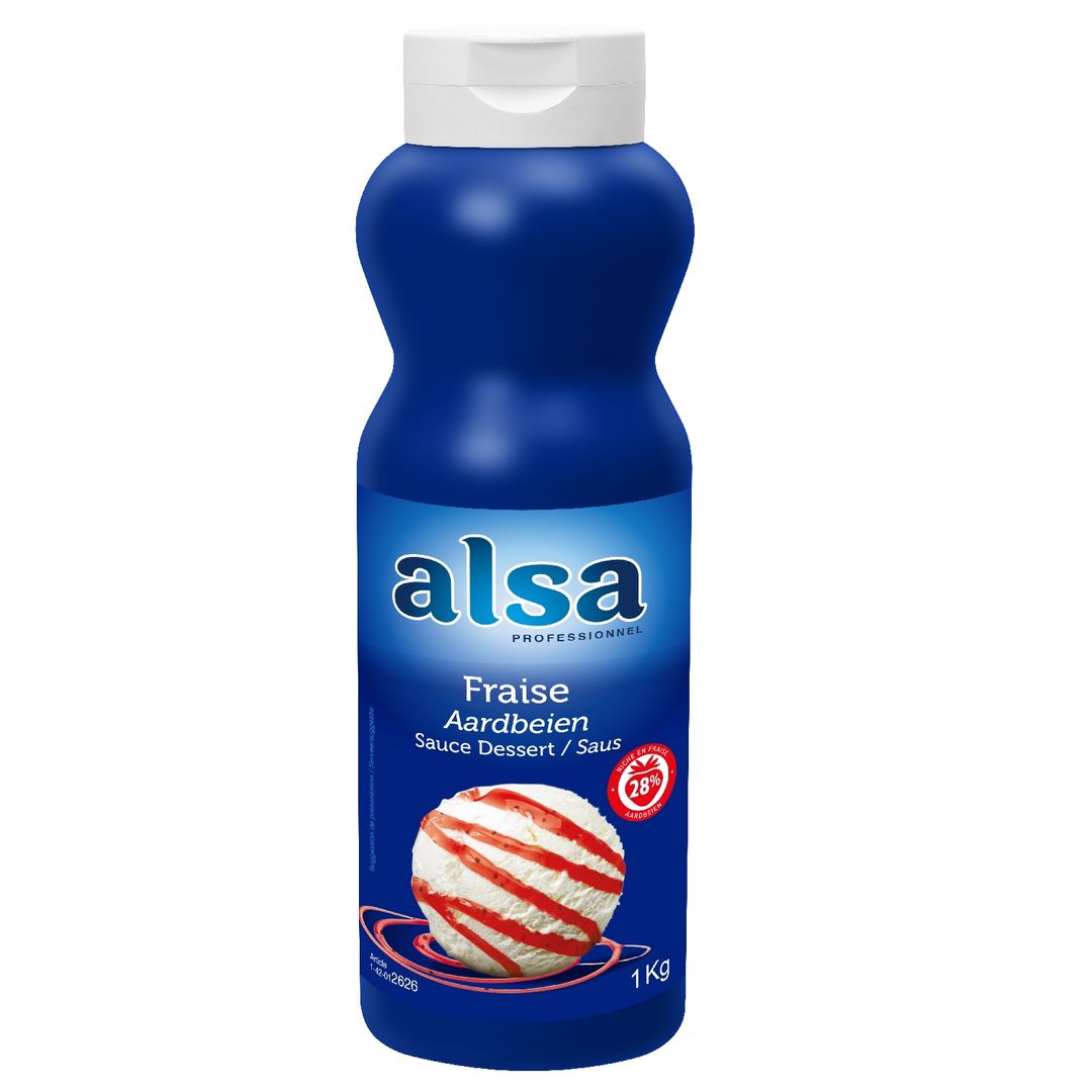 Sauce dessert saveur fraise - ALSA - Bouteilles de 1 kg