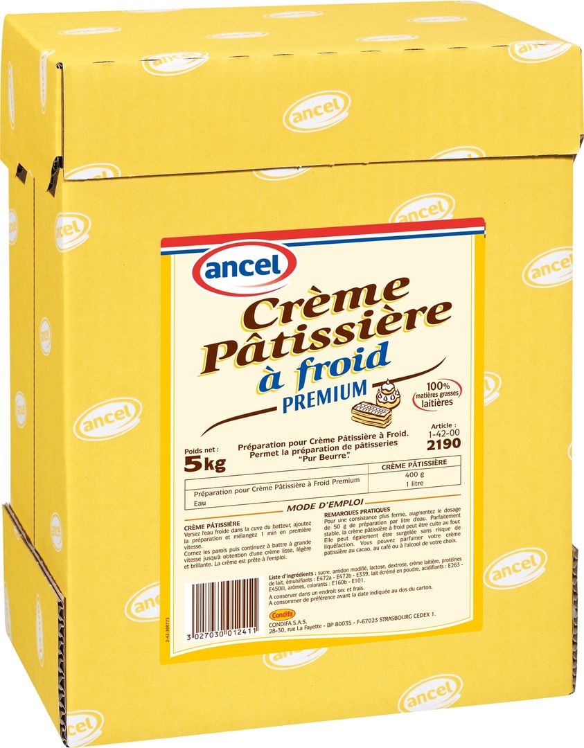 Préparation pour crème pâtissière à froid Premium - ANCEL - Carton de 5 kg