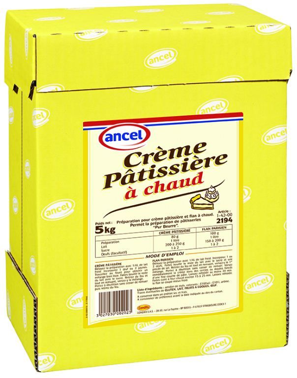 Préparation pour crème pâtissière à chaud - ANCEL - Carton de 5 kg