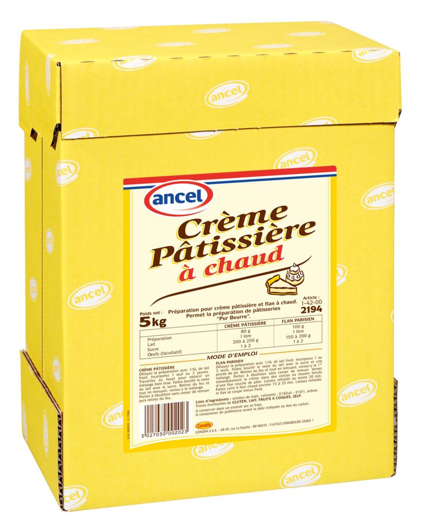 Préparation pour crème pâtissière à chaud - ANCEL - Carton de 5 kg