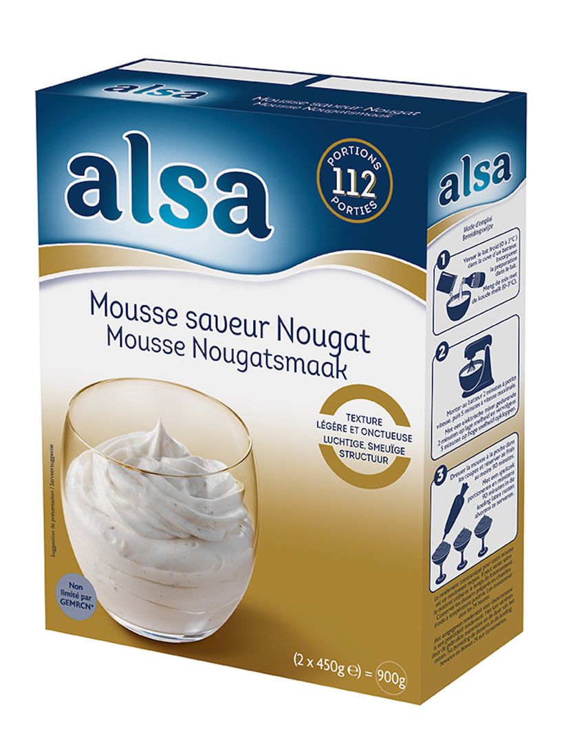 Mousse saveur nougat - ALSA - Boîte de 900 g