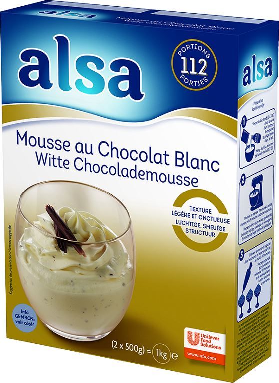 Mousse saveur chocolat blanc - ALSA - Boite de 1 kg