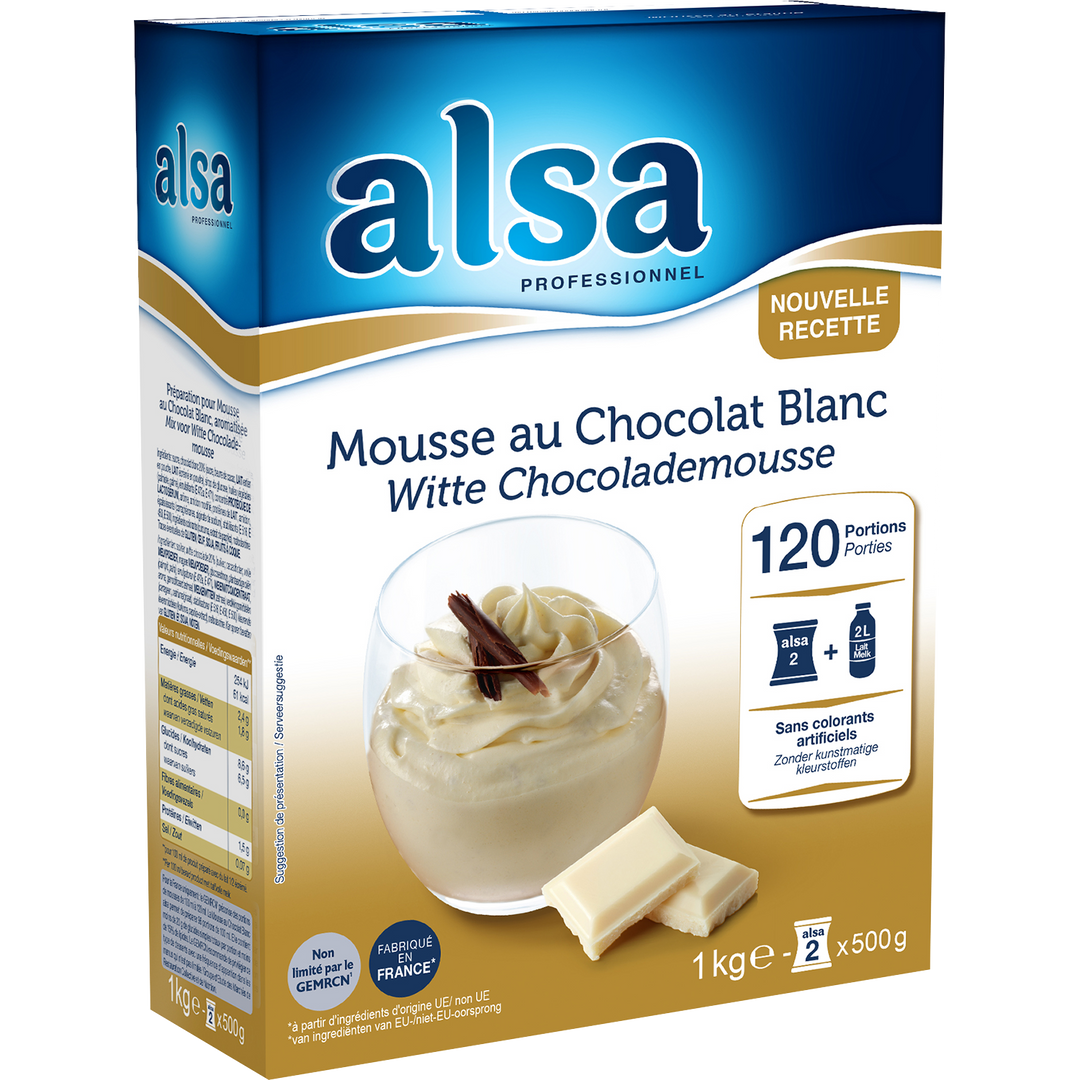 Mousse saveur chocolat blanc - ALSA - Boite de 1 kg