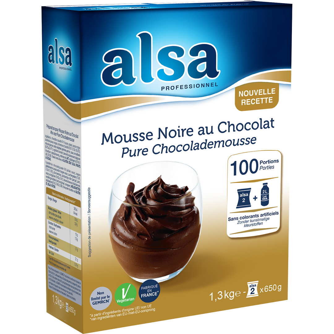 Mousse saveur chocolat noir - ALSA - Boite de 1,3 kg