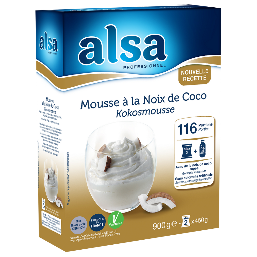 Mousse saveur noix de coco - ALSA - Boite de 900 g