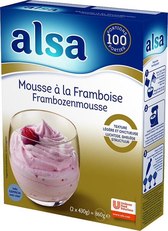 Mousse saveur framboise - ALSA - Boite de 860 g