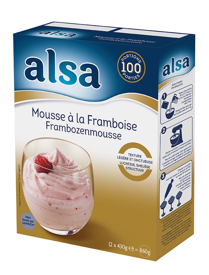 Mousse saveur framboise - ALSA - Boite de 860 g