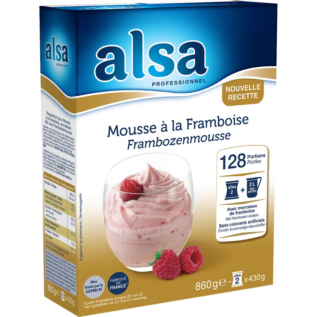 Mousse saveur framboise - ALSA - Boite de 860 g