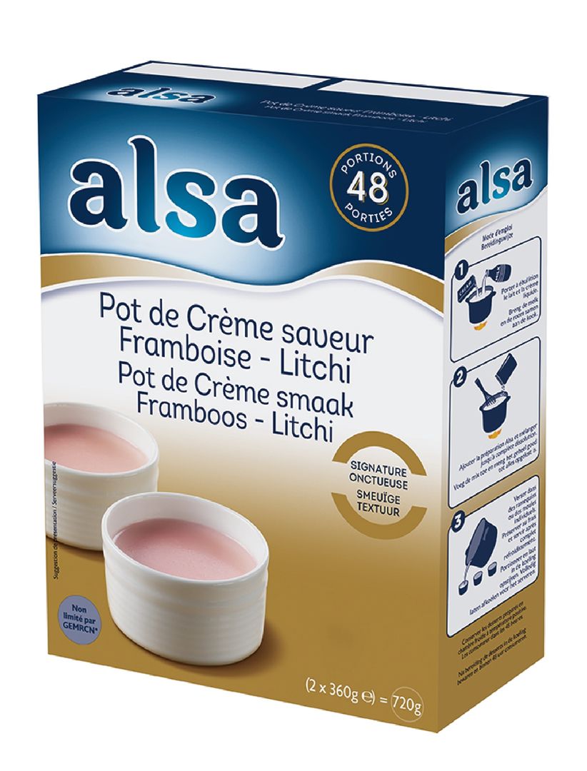 Pot de crème saveur framboise litchi - ALSA - Boite de 720 g