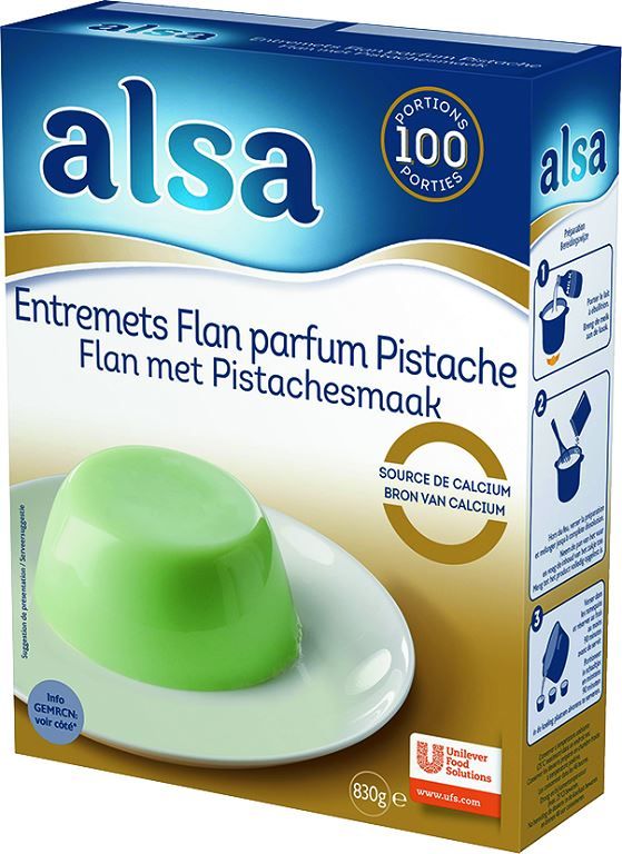 Entremets flan saveur pistache - ALSA - Boite de 830 g