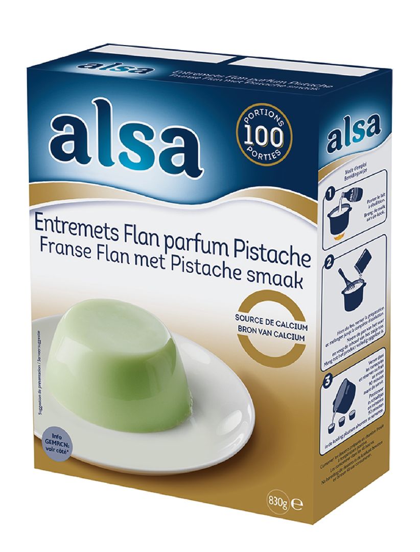 Entremets flan saveur pistache - ALSA - Boite de 830 g