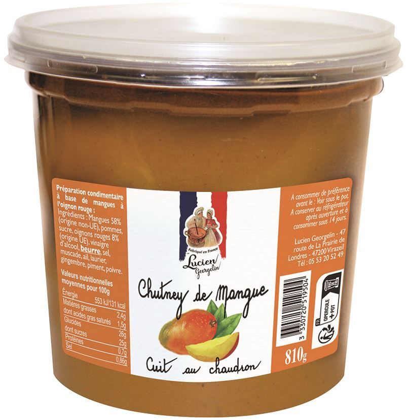 Chutney de mangue à l'oignon rouge - LUCIEN GEORGELIN - Pot de 810 g