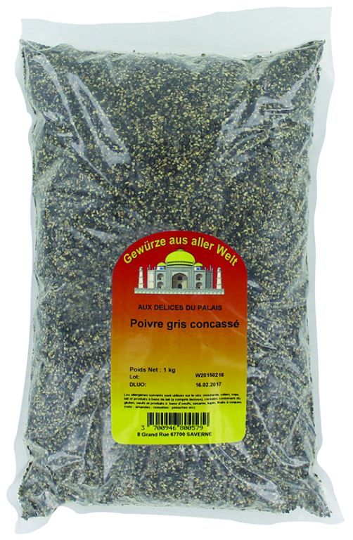 Poivre gris concassé - DELICES DU PALAIS - Sachet de 1 kg | POIVRE