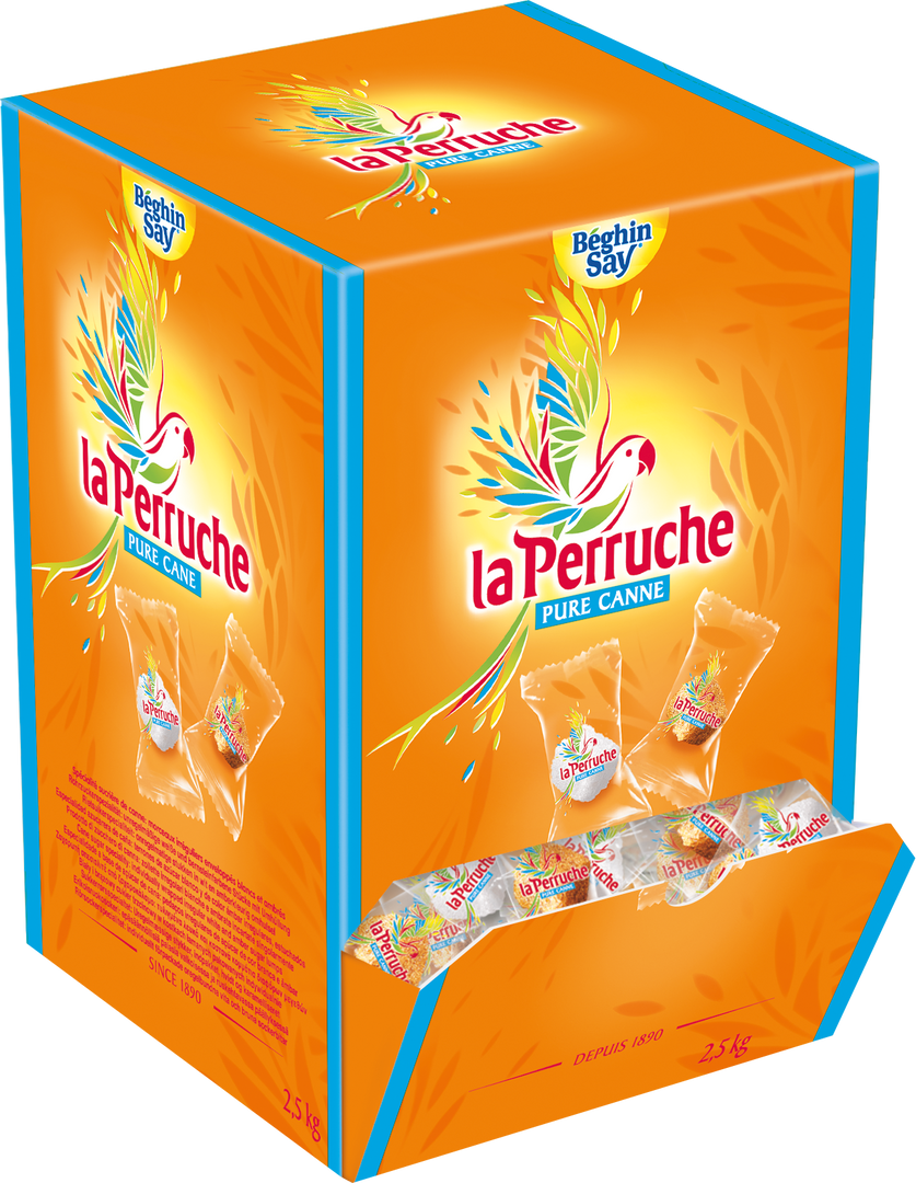 Sucre roux & blanc en morceaux - LA PERRUCHE - Distributeur de 2,5 kg