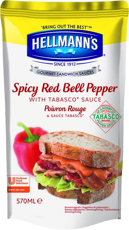 Sauce sandwich poivron rouge et Tabasco® - HELLMANN'S - Poche de 570 ml