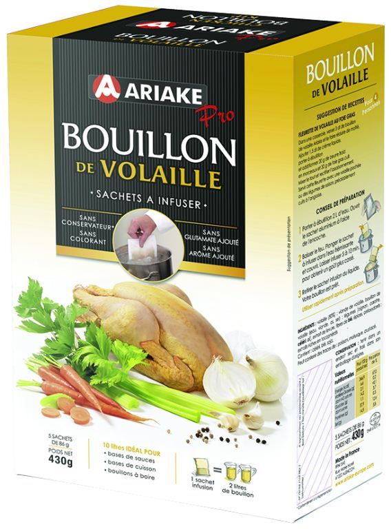 Bouillon de volaille déshydraté - ARIAKE - Boite de 5 sachets