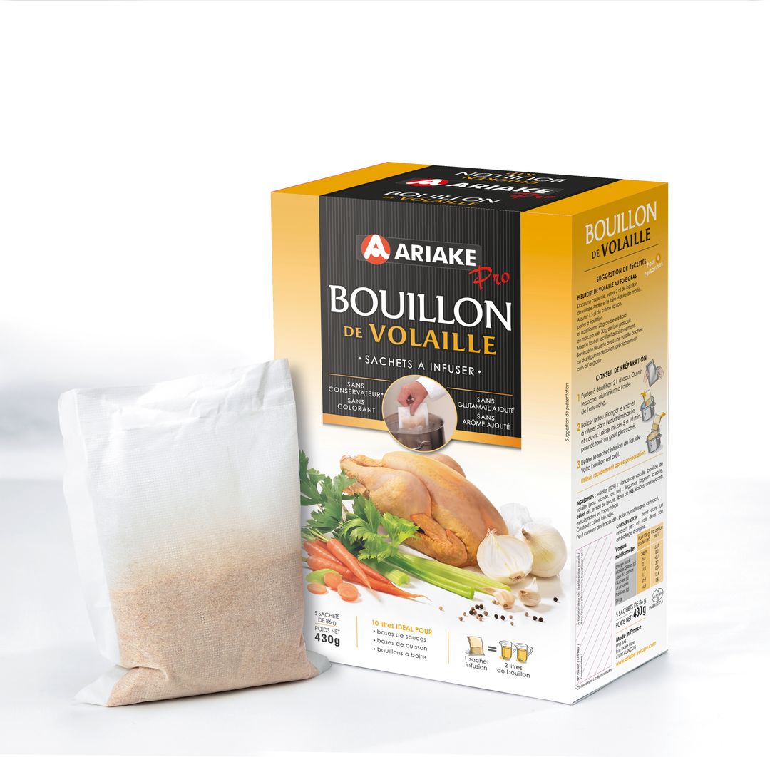 Bouillon de volaille déshydraté - ARIAKE - Boite de 5 sachets