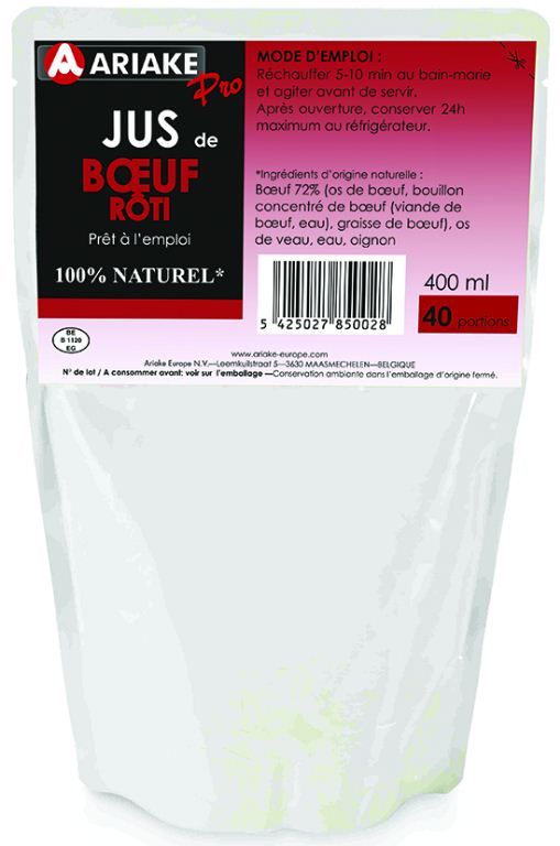 Jus de boeuf rôti liquide - ARIAKE - Poche de 400 ml