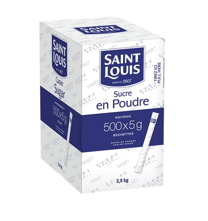 Sucre blanc en poudre - SAINT LOUIS - Carton de 500 bûchettes