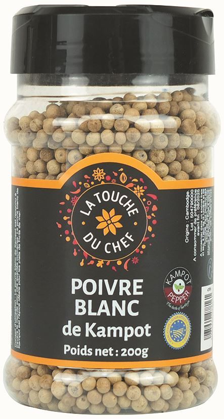 Poivre blanc de Kampot - LA TOUCHE DU CHEF - Pot de 200 g