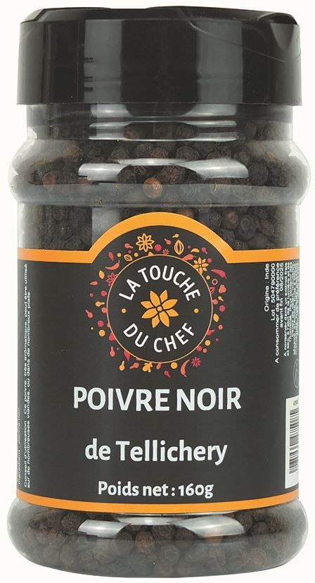 Poivre noir de Tellichery - LA TOUCHE DU CHEF - Pot de 160 g