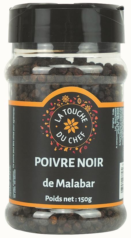 Poivre noir de Malabar - LA TOUCHE DU CHEF - Pot de 150 g