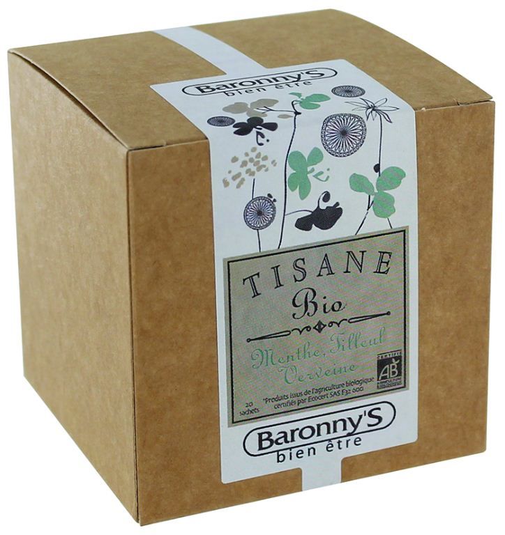 Tisane tilleul menthe-verveine Bio - BARONNY'S - Boite de 20 sachets