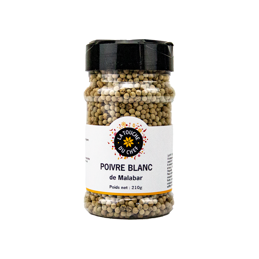 Poivre blanc Malabar - LA TOUCHE DU CHEF - Pot de 210 g