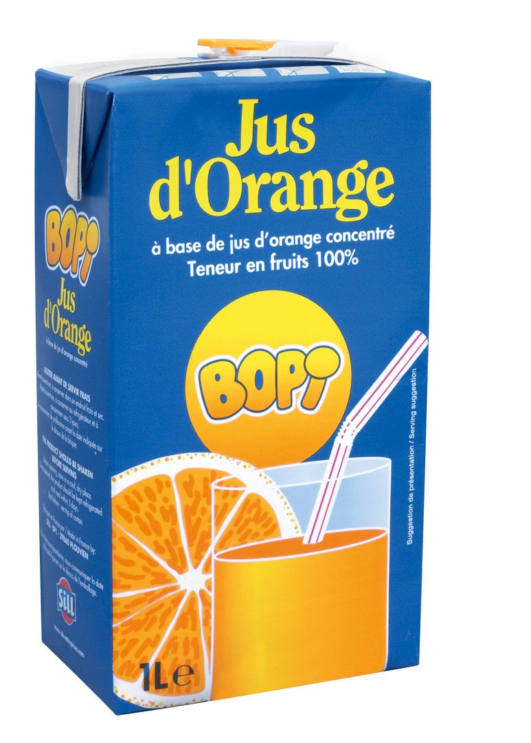 Jus d'orange à base de concentré - BOPI - Carton de 6 briques