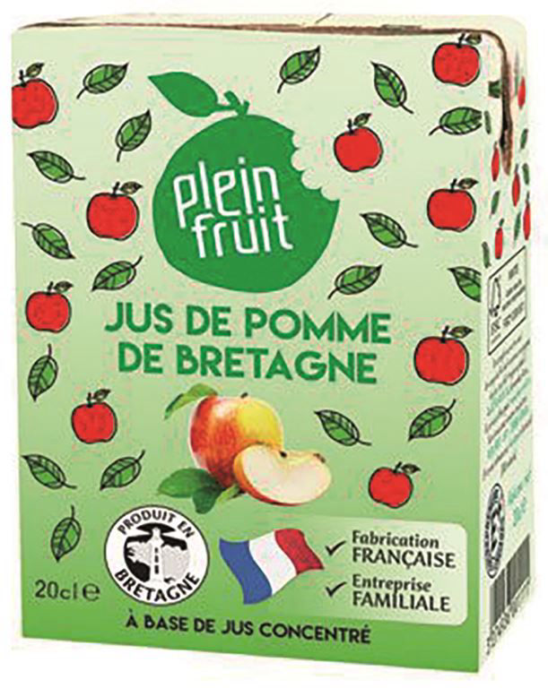 Jus de pomme de Bretagne - PLEIN FRUIT - Carton de 24 briques
