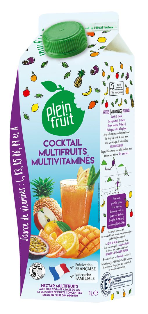 Cocktail multifruits multivitaminés - PLEIN FRUIT - Carton de 6 briques