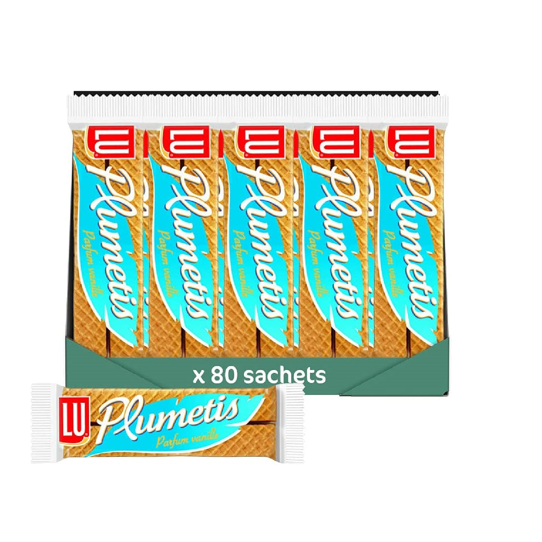 Gaufrettes fourrées à la vanille Plumetis X2 - LU - Carton de 80 sachets