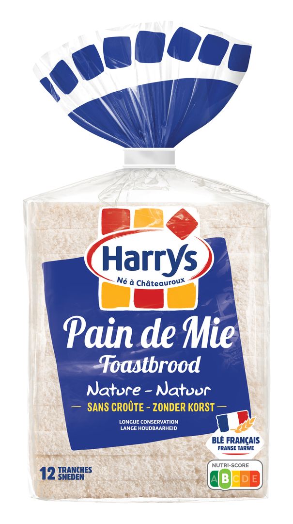 Pain de mie nature sans croûte - HARRYS - Carton de 10 paquets