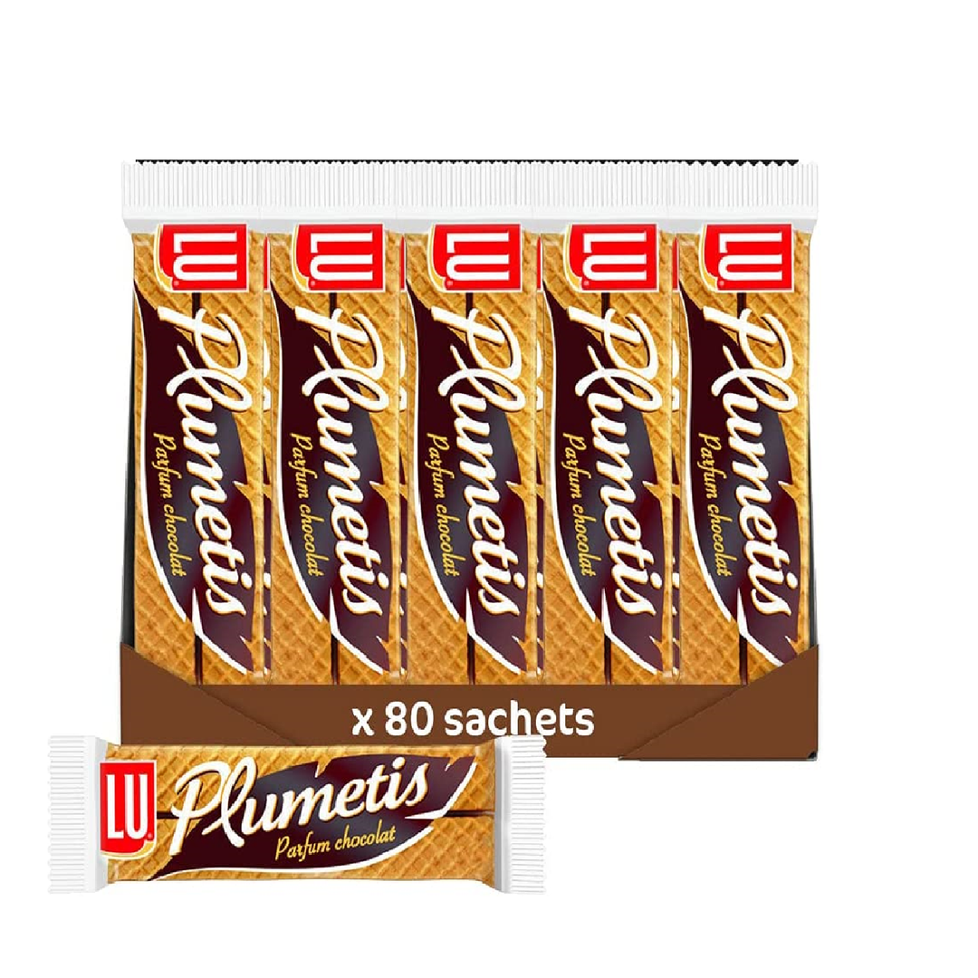 Gaufrettes fourrées au chocolat Plumetis X2 - LU - Carton de 80 sachets