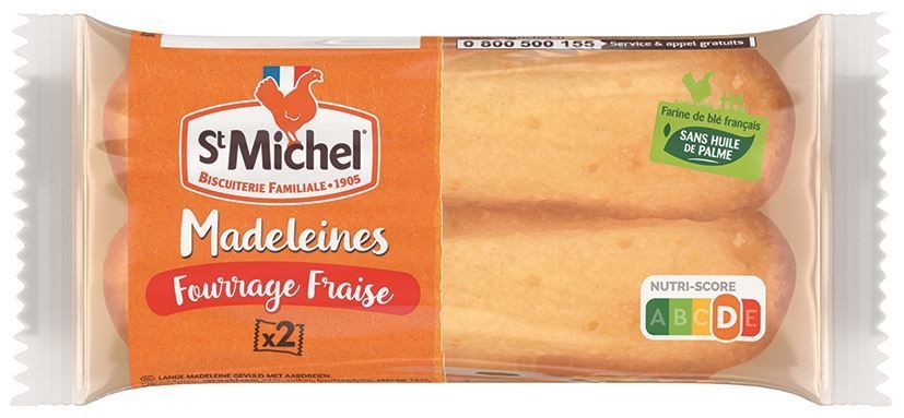 Madeleines longues fourrées à la fraise X2 - ST MICHEL - Carton de 96 sachets