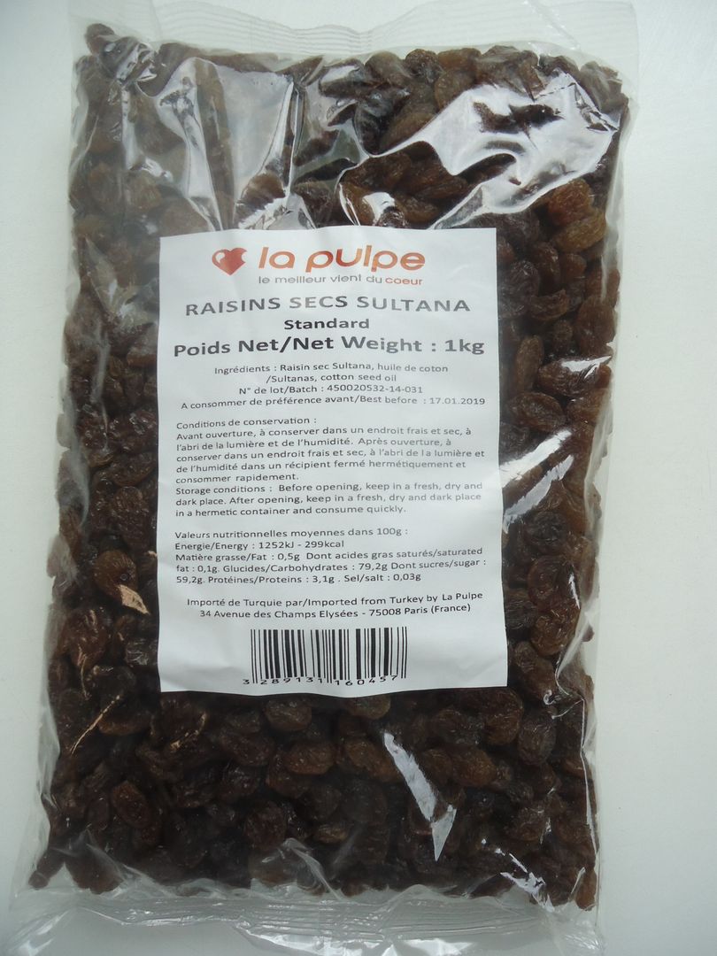 Raisins secs Sultanines naturels - LA PULPE - Sac de 1 kg