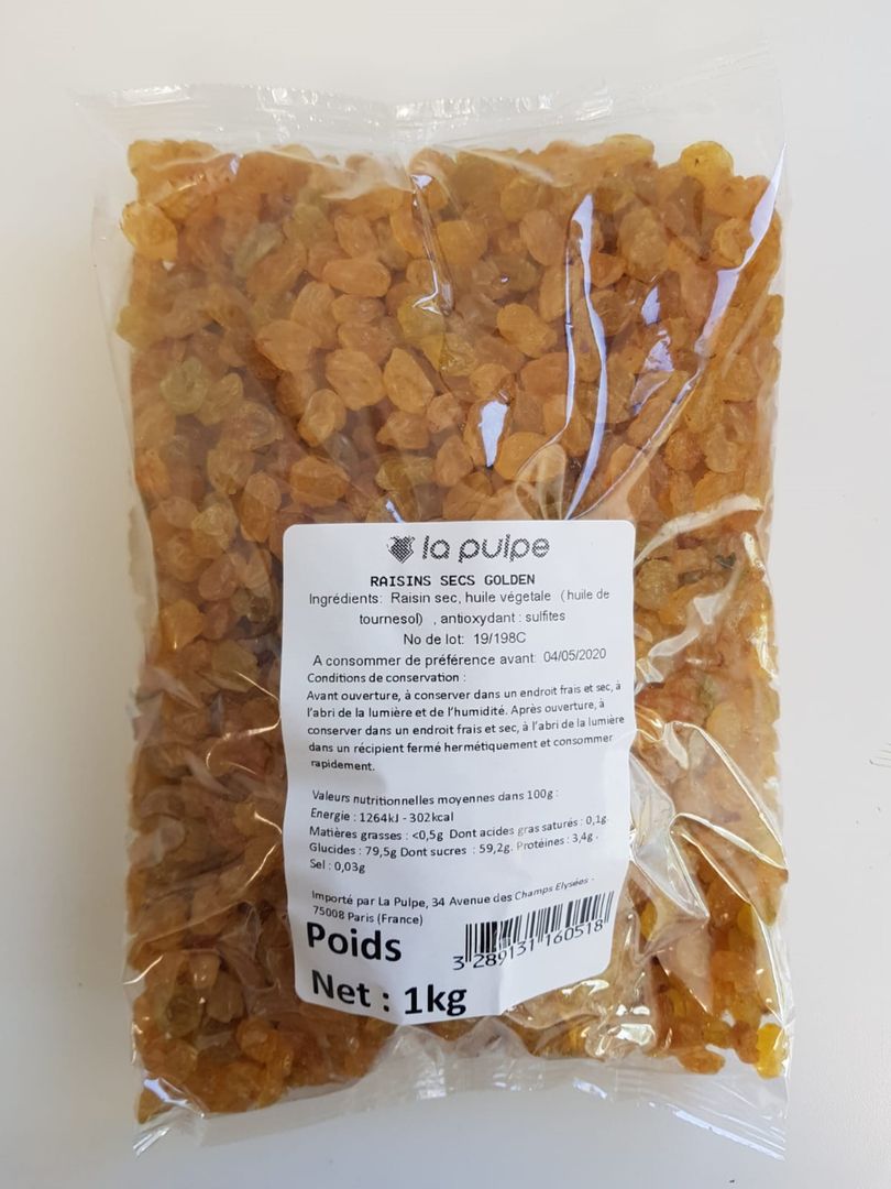 Raisins secs blond - LA PULPE - Sachet de 1 kg