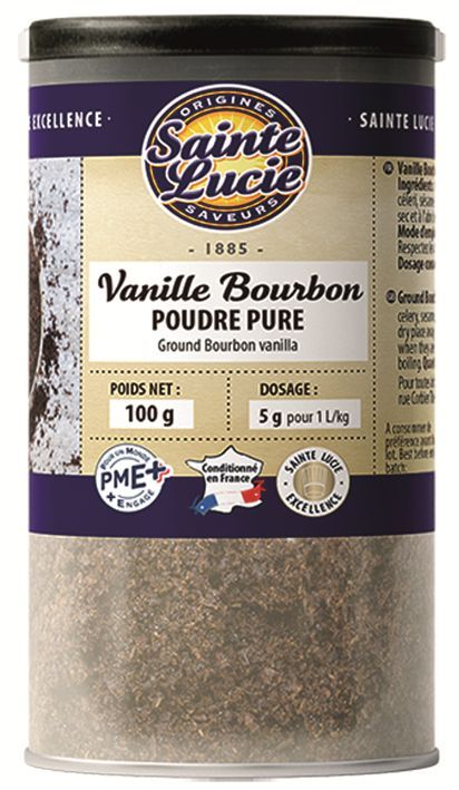 Vanille Bourbon pure en poudre - SAINTE LUCIE - Pot de 100 g